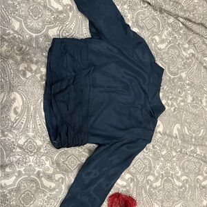 Zara Deep Blue Satin Blouse